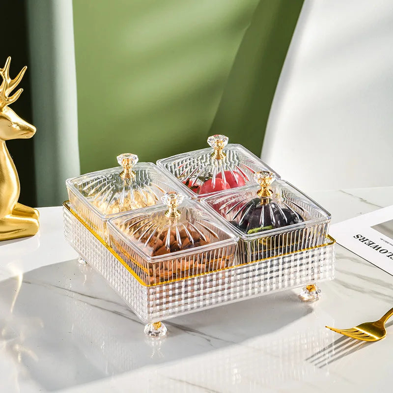 Plateau de service divisé avec compartiments pour apéritifs, bonbons, noix, fruits secs, fêtes de fin d'année, réceptions à domicile, plat polyvalent