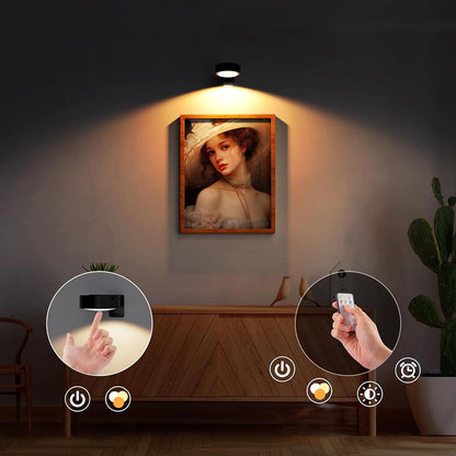 Battery-Powered Picture Light with Remote – Magnetic Mount LED Artwork Spotlight for Frames & Wall Displays
