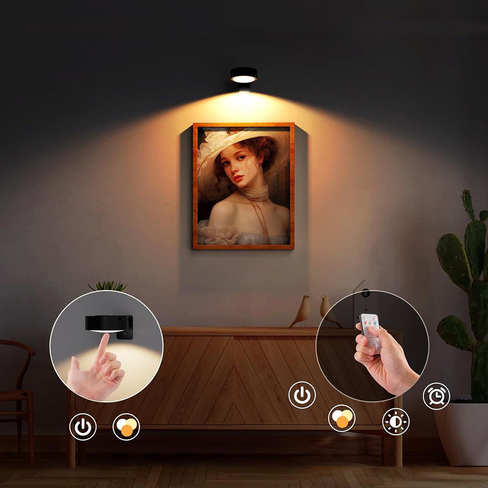 Battery-Powered Picture Light with Remote – Magnetic Mount LED Artwork Spotlight for Frames & Wall Displays