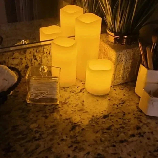 Battery-Powered LED Pillar Candle 4 Inch Realistic Flicker Ivory Wax-Effect Indoor Decor Safe Lighting for Bedroom Living Room Dining Table
