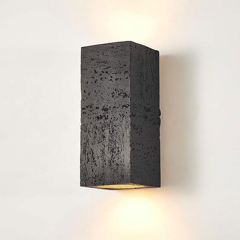 Rectangular Cement Sconce with Bidirectional Glow for Bedrooms, Hallways & Living Areas | Minimalist Stone-Effect Fixture
