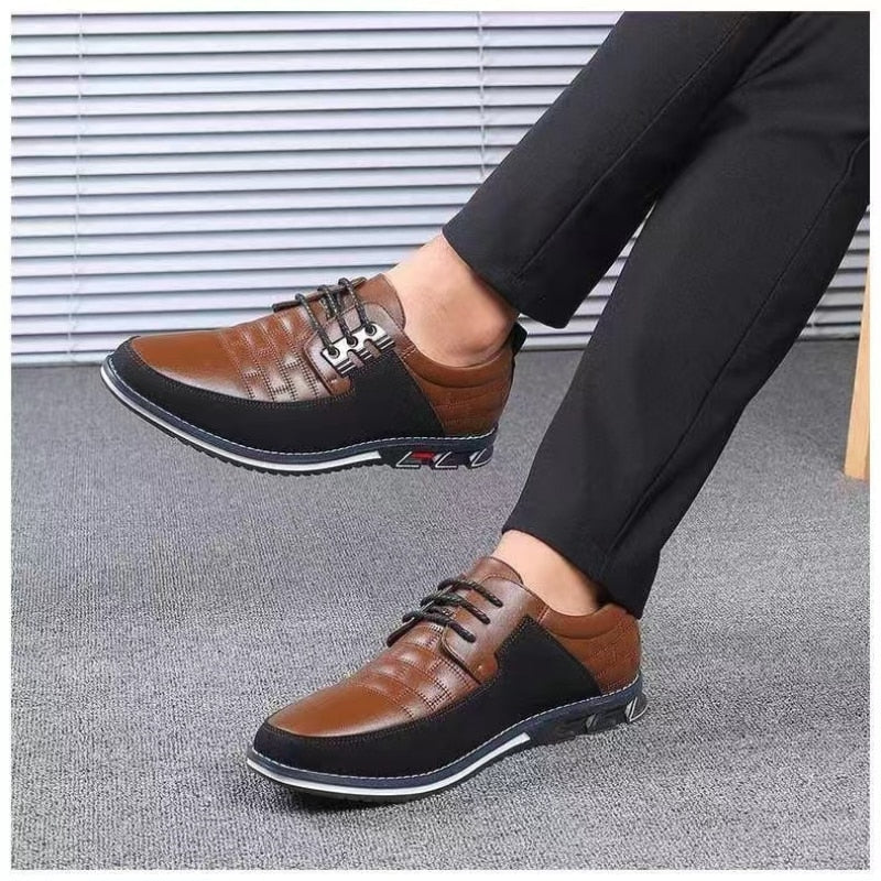 Mocassins à enfiler pour homme en cuir véritable – Chaussures habillées perforées pour le travail et le quotidien