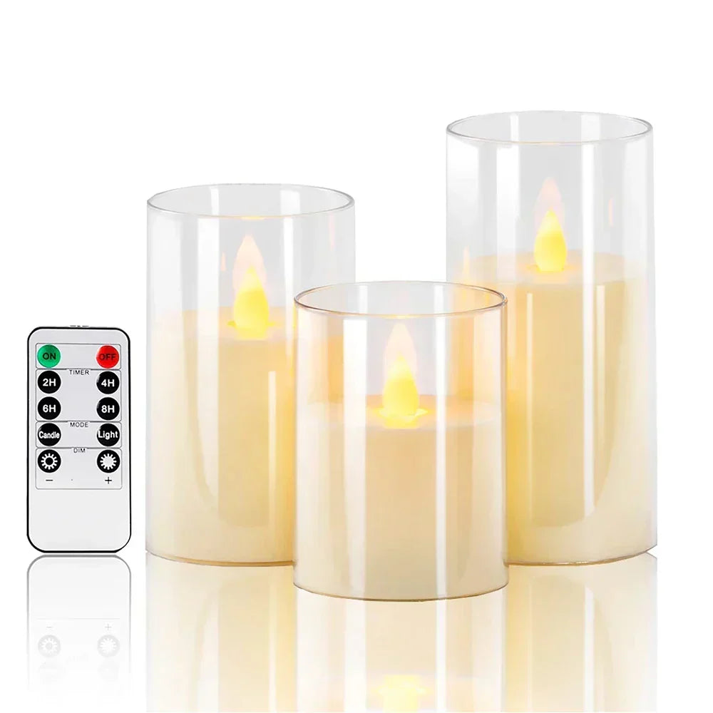 Flameless LED Candles with Flickering Light Effect, Remote Control Battery Operated Pillar Candles for Home Decor, Living Room, Bedroom