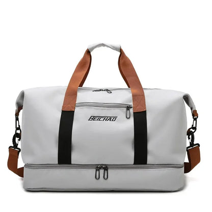 Women's Gym Duffel Bag with Shoe Compartment – Wet/Dry Separation Travel Bag, Shoulder & Crossbody Carry for Workout, Weekend Trips