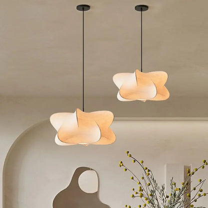 Silk Pendant Light Japanese-Inspired LED Warm White for Living Room Bedroom Hotel
