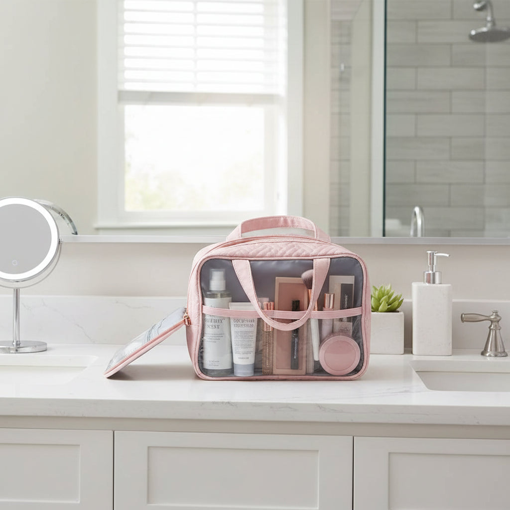 Trousse de maquillage suspendue polyvalente | Organisateur de cosmétiques de voyage avec design dépliable | Idéal pour les soins de la peau et les accessoires