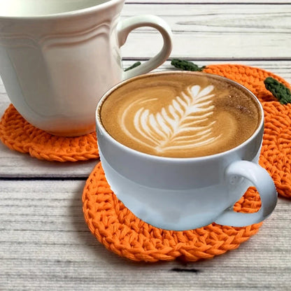 Fallora Pumpkin Coasters - Handmade Crochet, Autumn Decor