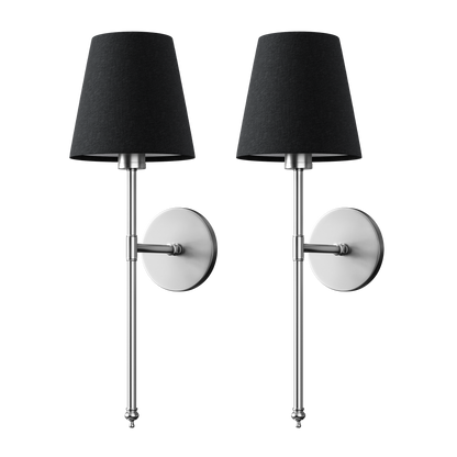 Cordless Rechargeable Sconce Pair 20 Inch Gold & Black Fabric Remote RGB Dimming for Bedside Nightstand Hallway Ambient Uplight Portable Bat
