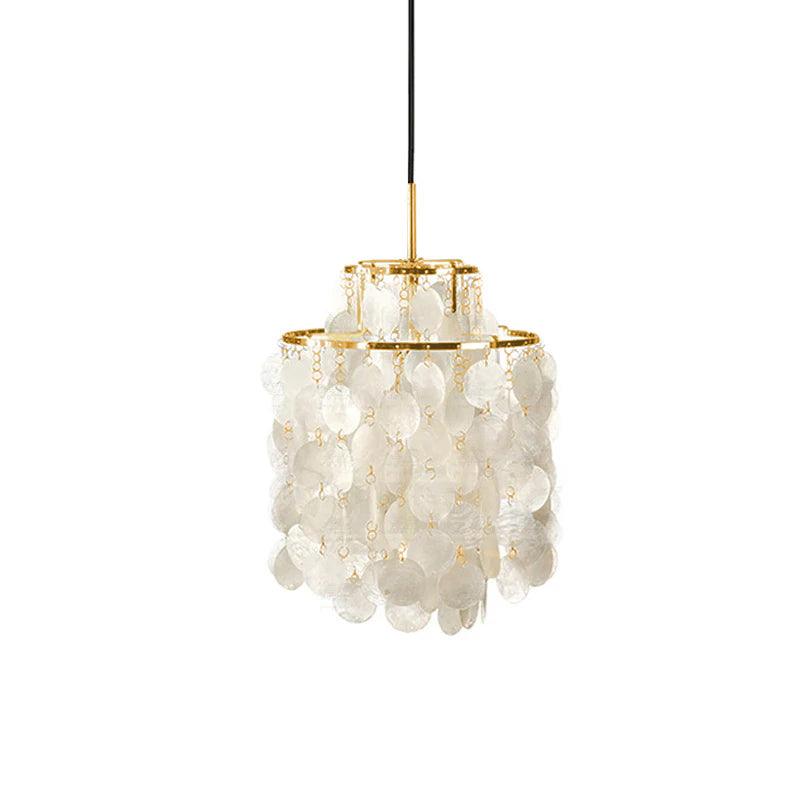 Cascading Shell Pendant Light Fixture Chrome Finish 28 Inches Adjustable Hanging Ceiling Lamp for Dining Room Kitchen Island Open Living Spa