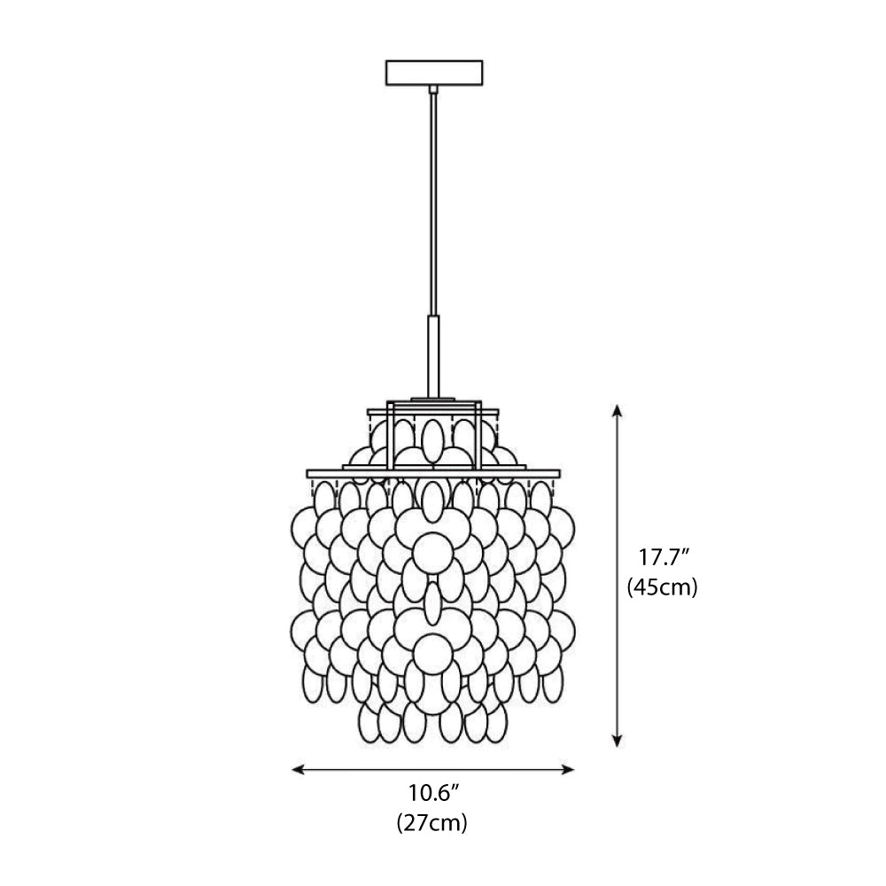 Cascading Shell Pendant Light Fixture Chrome Finish 28 Inches Adjustable Hanging Ceiling Lamp for Dining Room Kitchen Island Open Living Spa