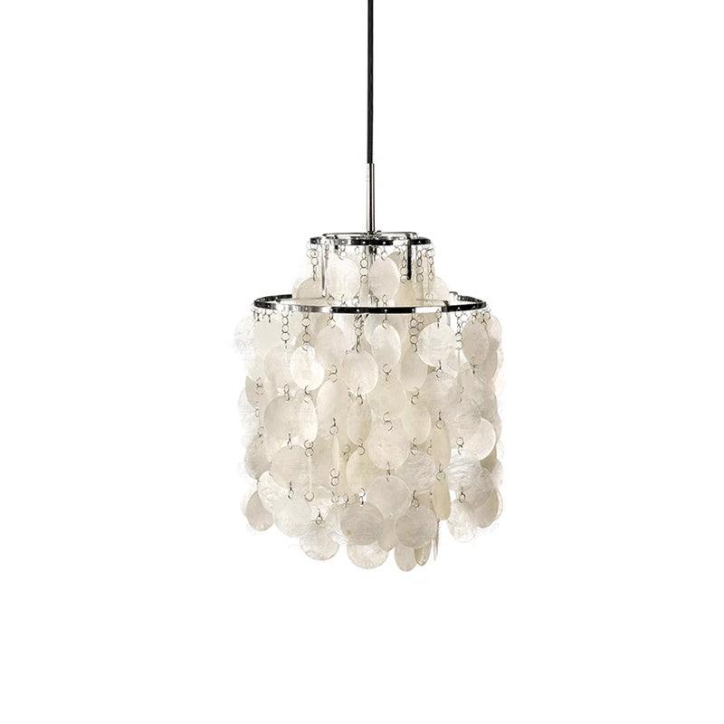 Cascading Shell Pendant Light Fixture Chrome Finish 28 Inches Adjustable Hanging Ceiling Lamp for Dining Room Kitchen Island Open Living Spa