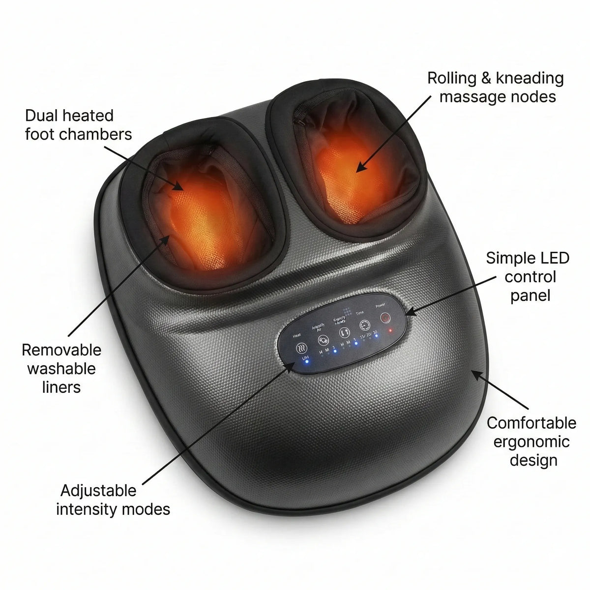 Electric Foot Massager with Rotating Nodes, Dual Heat Settings & Air Pressure for Home Relaxation After Work