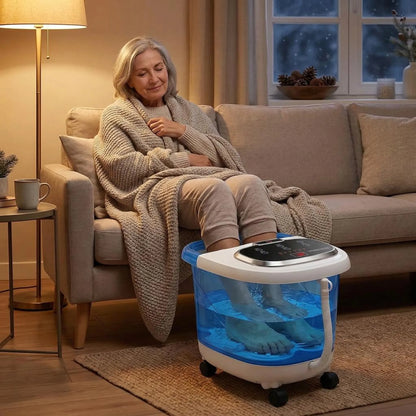 Heated Foot Spa with Motorized Rollers, Water Jets & Red Light Therapy for Home Relaxation