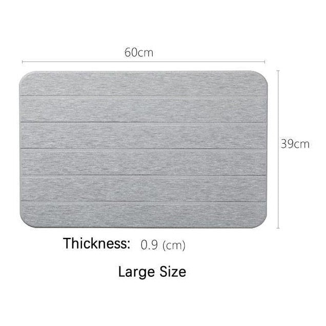 Diatomite Stone Bathroom Floor Mat 24×15 Inch Gray Fast-Drying Anti-Mold Moisture-Absorbing Pad Shower Tub Sink