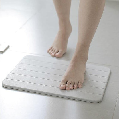 Diatomite Stone Bathroom Floor Mat 24×15 Inch Gray Fast-Drying Anti-Mold Moisture-Absorbing Pad Shower Tub Sink