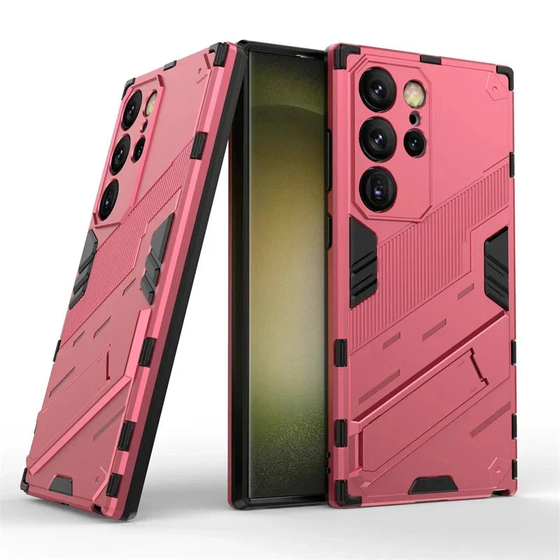 Rugged Protective Phone Case with Built-In Stand for Samsung Galaxy S21-S26 Series – Heavy-Duty Drop Defense, Camera Guard, Anti-Fingerprint