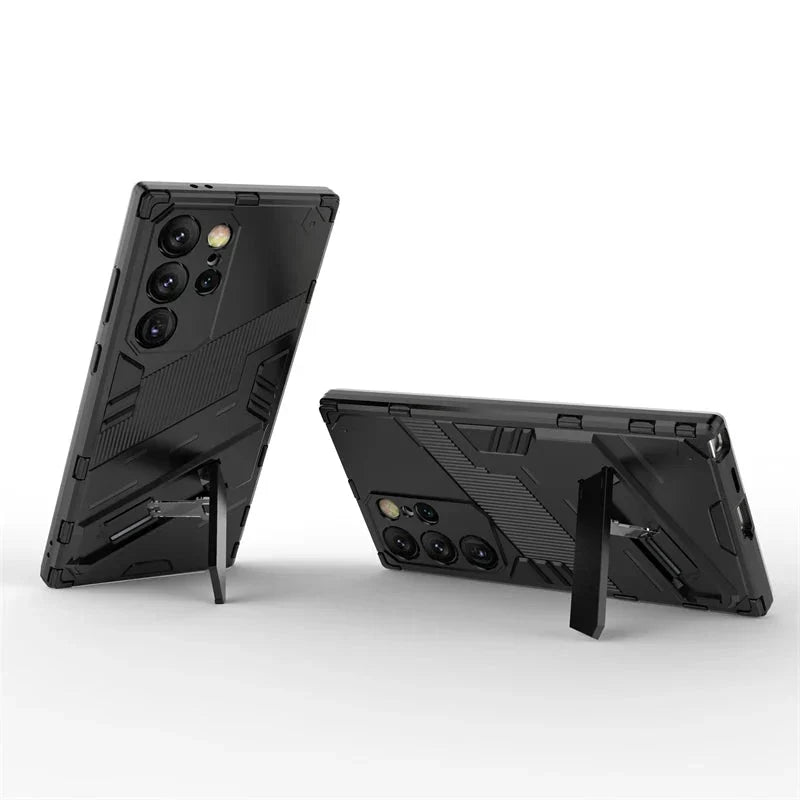 Rugged Protective Phone Case with Built-In Stand for Samsung Galaxy S21-S26 Series – Heavy-Duty Drop Defense, Camera Guard, Anti-Fingerprint