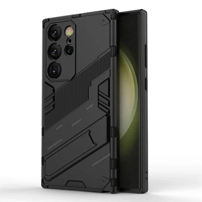 Rugged Protective Phone Case with Built-In Stand for Samsung Galaxy S21-S26 Series – Heavy-Duty Drop Defense, Camera Guard, Anti-Fingerprint