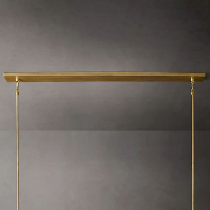 Linear Crystal Chandelier 60 Inch Brass 6-Light Dining Room Lighting Fixture Adjustable Height