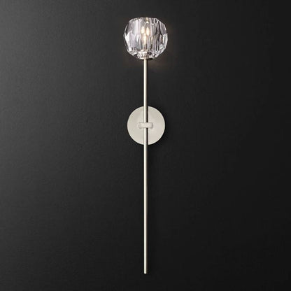 Crystal Globe Wall Sconce Light – Brass & Nickel Options, LED Bulb Included, Contemporary Hallway Lighting for Bedroom Entryway Living Room
