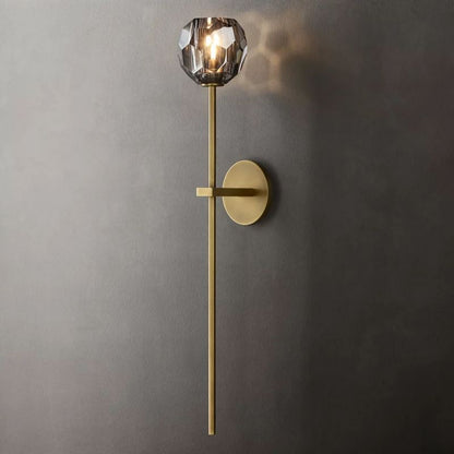 Crystal Globe Wall Sconce Light – Brass & Nickel Options, LED Bulb Included, Contemporary Hallway Lighting for Bedroom Entryway Living Room