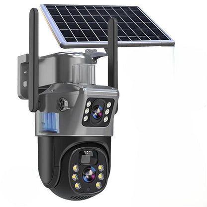 Caméra de sécurité solaire à double objectif | PTZ 360° zoom 10x | 12 000 mAh IP66 4G Wi-Fi