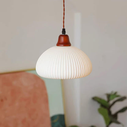 Ceramic Hanging Light Fixture White 9 Inch Diameter Adjustable Cord for Kitchen Island Dining Table Bedroom Restaurant Modern Farmhouse Styl