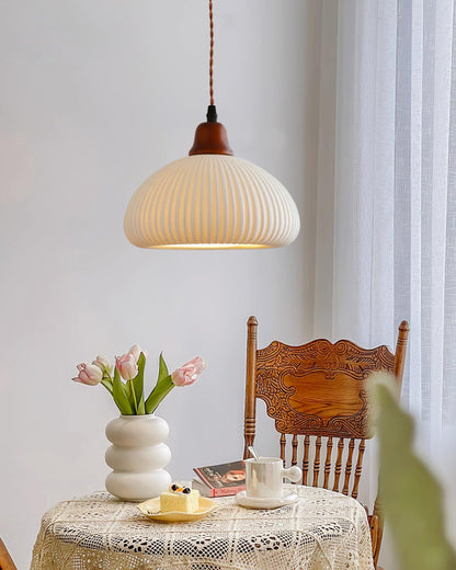 Ceramic Hanging Light Fixture White 9 Inch Diameter Adjustable Cord for Kitchen Island Dining Table Bedroom Restaurant Modern Farmhouse Styl