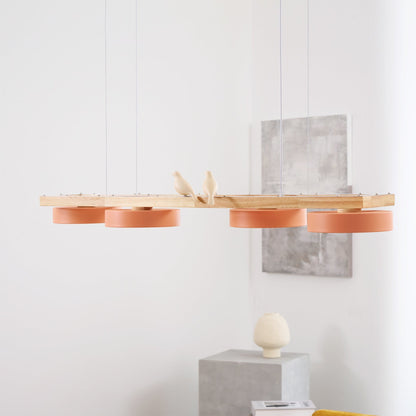 Linear LED Fixture with Bird Accents for Kitchen Island Dining Room 40 in Wooden Hanging Light 1400 Lumens Adjustable Modern Farmhouse Overh