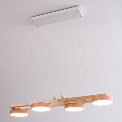 Linear LED Fixture with Bird Accents for Kitchen Island Dining Room 40 in Wooden Hanging Light 1400 Lumens Adjustable Modern Farmhouse Overh