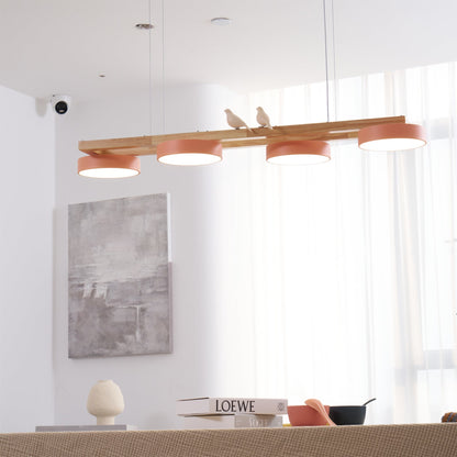 Linear LED Fixture with Bird Accents for Kitchen Island Dining Room 40 in Wooden Hanging Light 1400 Lumens Adjustable Modern Farmhouse Overh