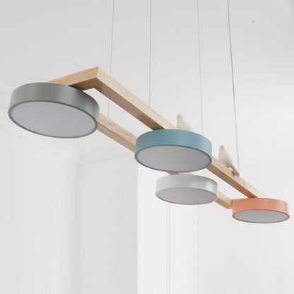 Linear LED Fixture with Bird Accents for Kitchen Island Dining Room 40 in Wooden Hanging Light 1400 Lumens Adjustable Modern Farmhouse Overh