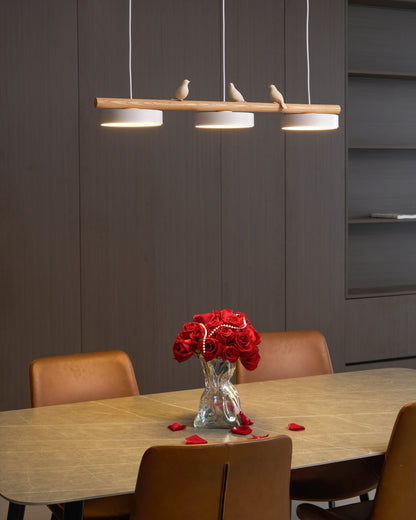 Sculptural Bird Ceiling Light 31 in with Movable Resin Accent LED Dimmable Metal Wood for Dining Room Bedroom Living Room Kitchen Modern Art