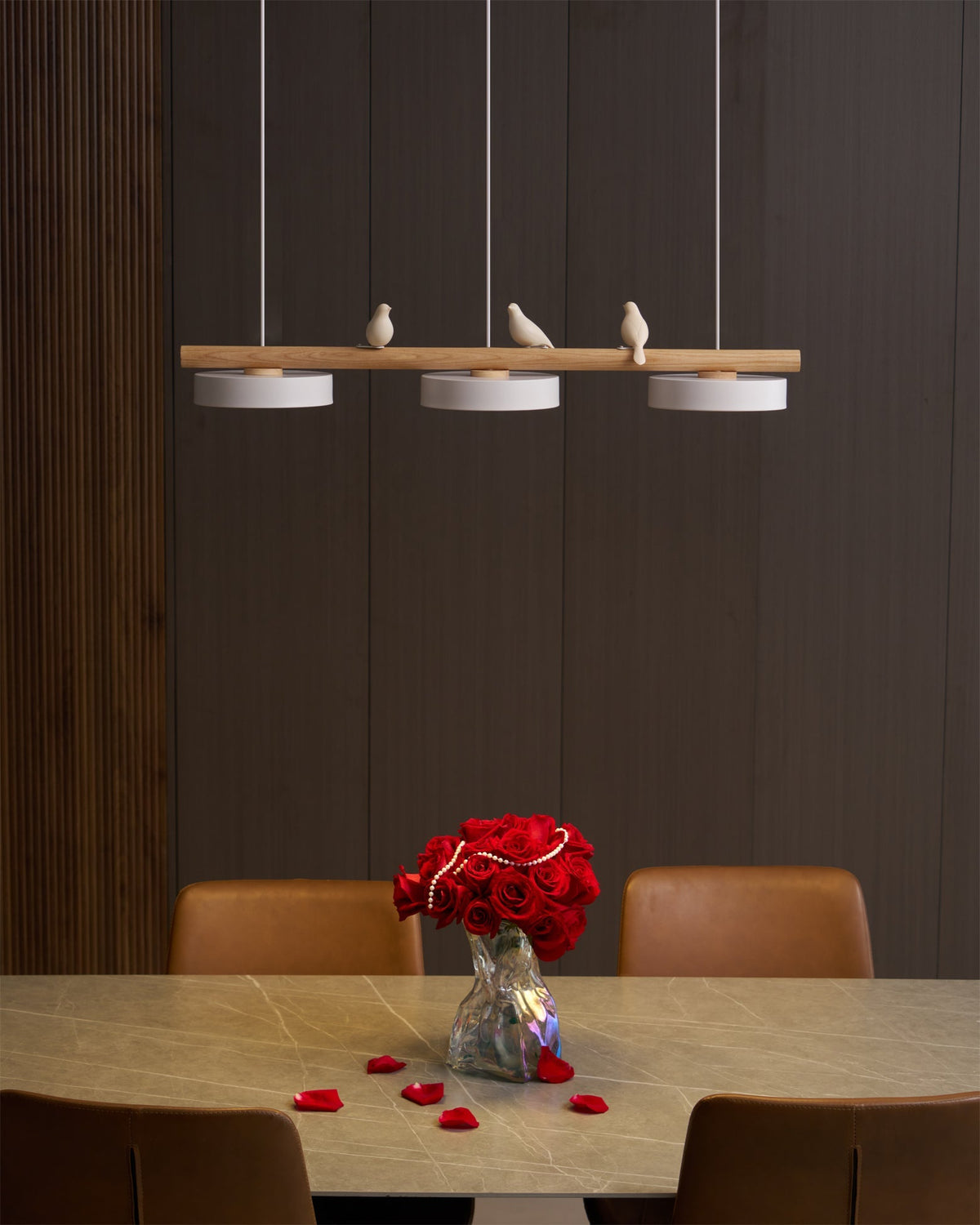 Sculptural Bird Ceiling Light 31 in with Movable Resin Accent LED Dimmable Metal Wood for Dining Room Bedroom Living Room Kitchen Modern Art