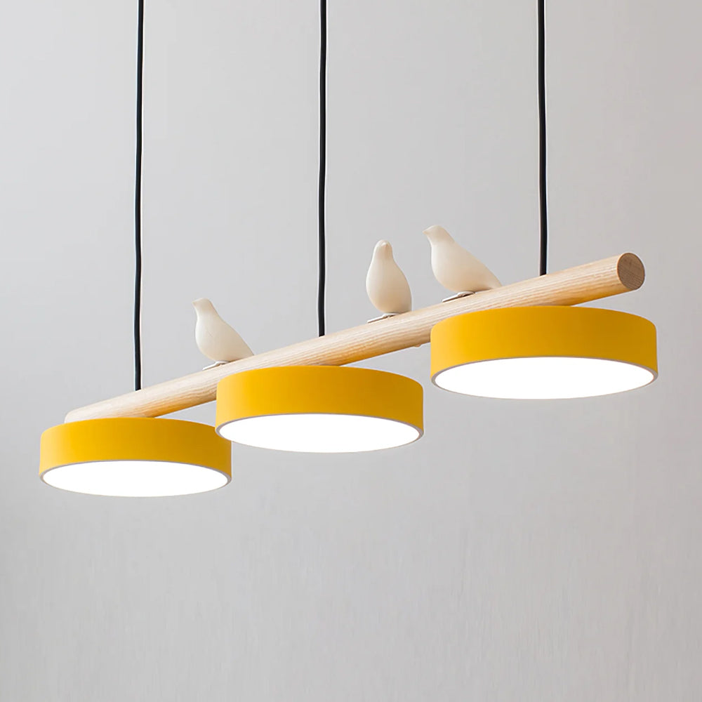 Bird Pendant Light with Adjustable Sculpture – Metal Wood Resin Modern Ceiling Lighting for Living Room Bedroom Dining Room – Dimmable LED