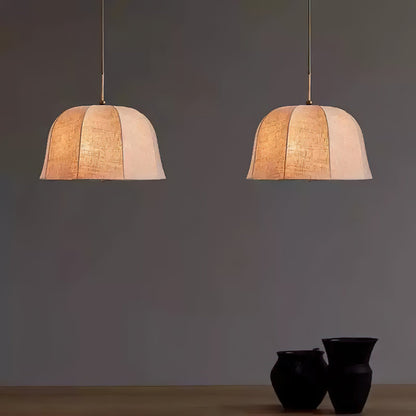 Fabric Drum Shade Ceiling Fixture 15 in Gold Metal Frame Height-Adjustable Drop Light for Dining Spaces Bedchambers Entryways Modern Farmhou