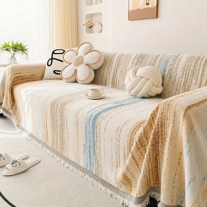 Sierra Sofa Cover - Premium Chenille, Color Striped Design
