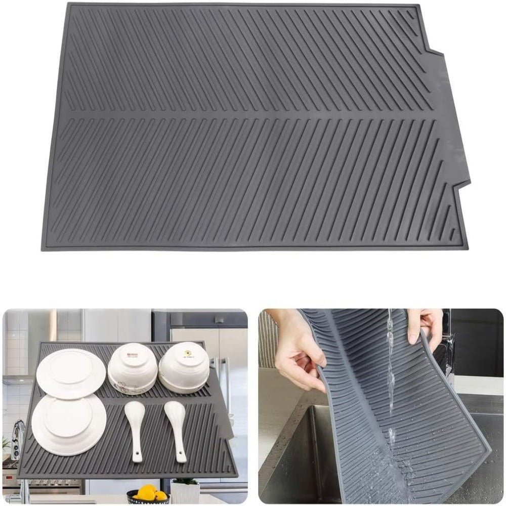Sileo Silicone Dish Drying Mat - Flexible, Non-Slip Kitchen Essential