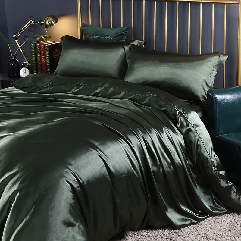Collection de literie en satin de soie | Ensemble 4 pièces avec housse de couette pour un confort absolu