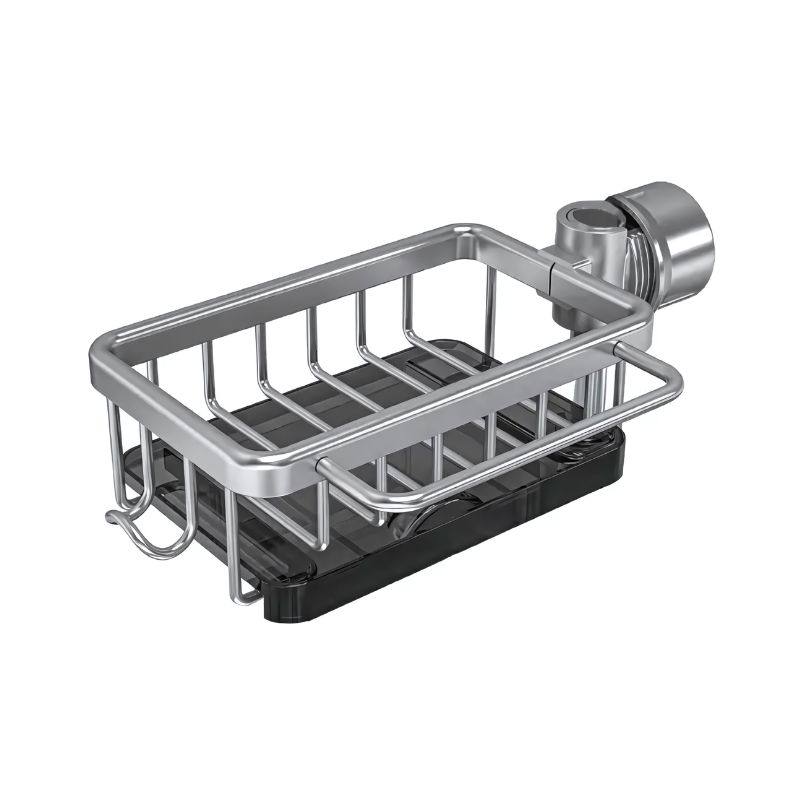 Over-the-Sink Caddy Organizer with Drainage Slots and Towel Hook for Kitchen Counter Space Saving