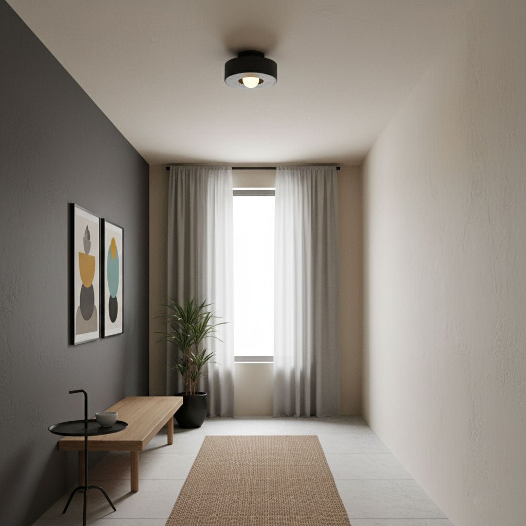 Sculptural Flush Mount Light 12 Inch Geometric Polymer Fixture E26 E27 for Bedroom Living Room Kitchen in Red Green Black