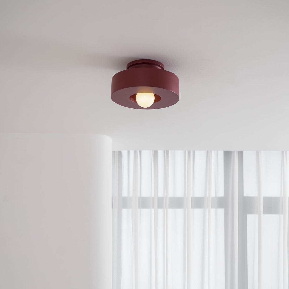 Sculptural Flush Mount Light 12 Inch Geometric Polymer Fixture E26 E27 for Bedroom Living Room Kitchen in Red Green Black