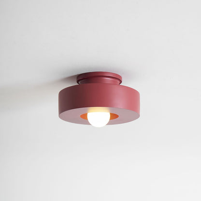 Sculptural Flush Mount Light 12 Inch Geometric Polymer Fixture E26 E27 for Bedroom Living Room Kitchen in Red Green Black