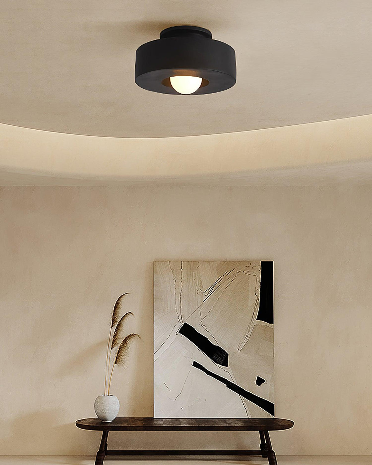 Sculptural Flush Mount Light 12 Inch Geometric Polymer Fixture E26 E27 for Bedroom Living Room Kitchen in Red Green Black