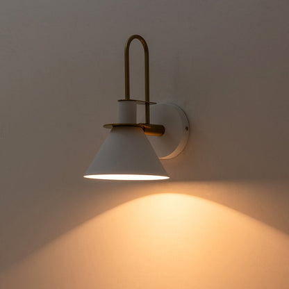 Adjustable Gooseneck Reading Sconce Metal Cone Shade Wall Light for Bedroom Hallway Nightstand Modern Mid-Century Bedside Downlight