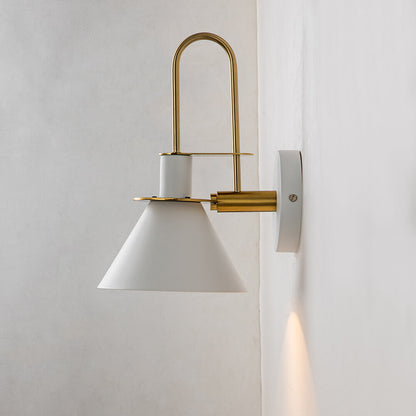 Adjustable Gooseneck Reading Sconce Metal Cone Shade Wall Light for Bedroom Hallway Nightstand Modern Mid-Century Bedside Downlight