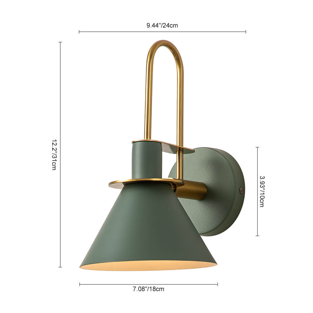 Adjustable Gooseneck Reading Sconce Metal Cone Shade Wall Light for Bedroom Hallway Nightstand Modern Mid-Century Bedside Downlight