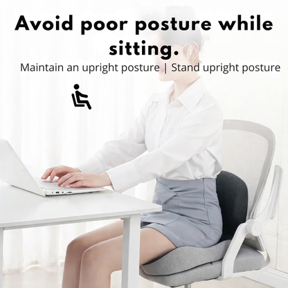 Memory Foam Seat Cushion for Office Chair, Car & Home | Non-Slip Base | Pressure Relief Support for Tailbone, Back & Hips | Portable Everyda