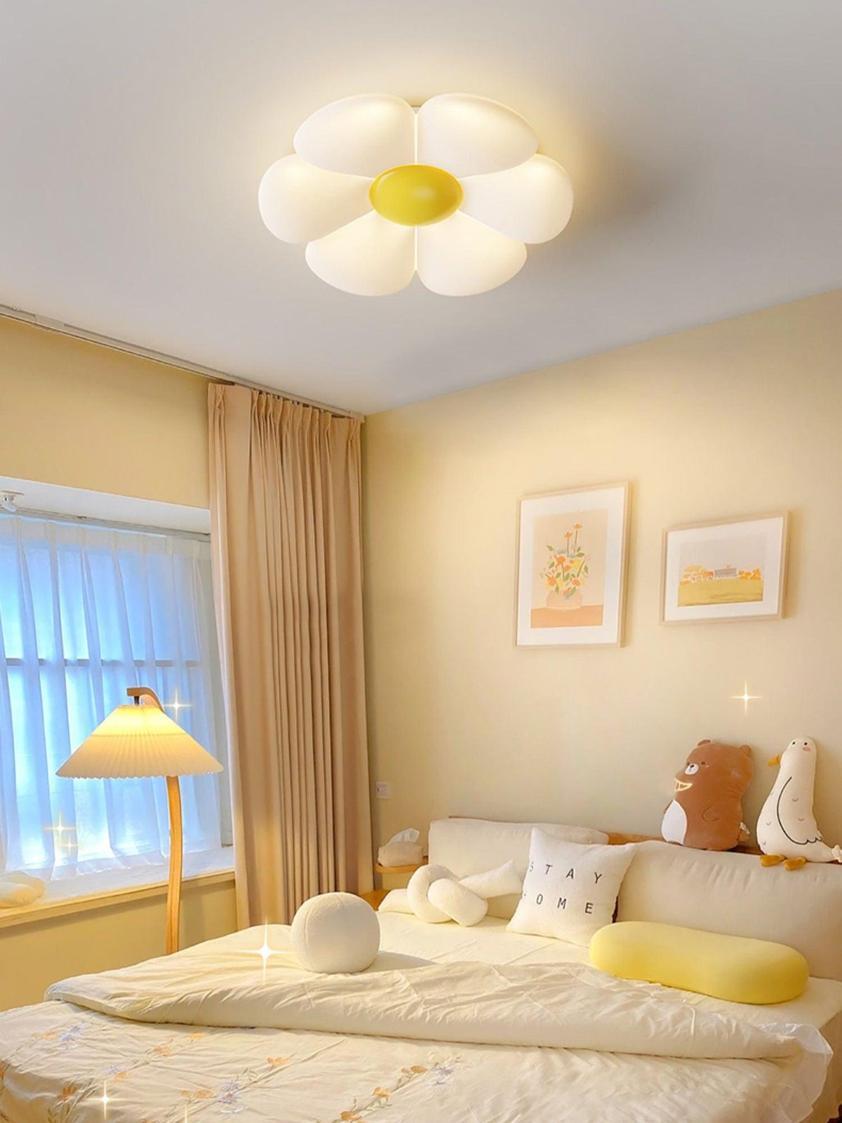 Flush Mount LED Ceiling Light 20 in Diameter Metal Acrylic Fixture for Bedrooms Dining Rooms Living Spaces Low Profile Modern Overhead Light