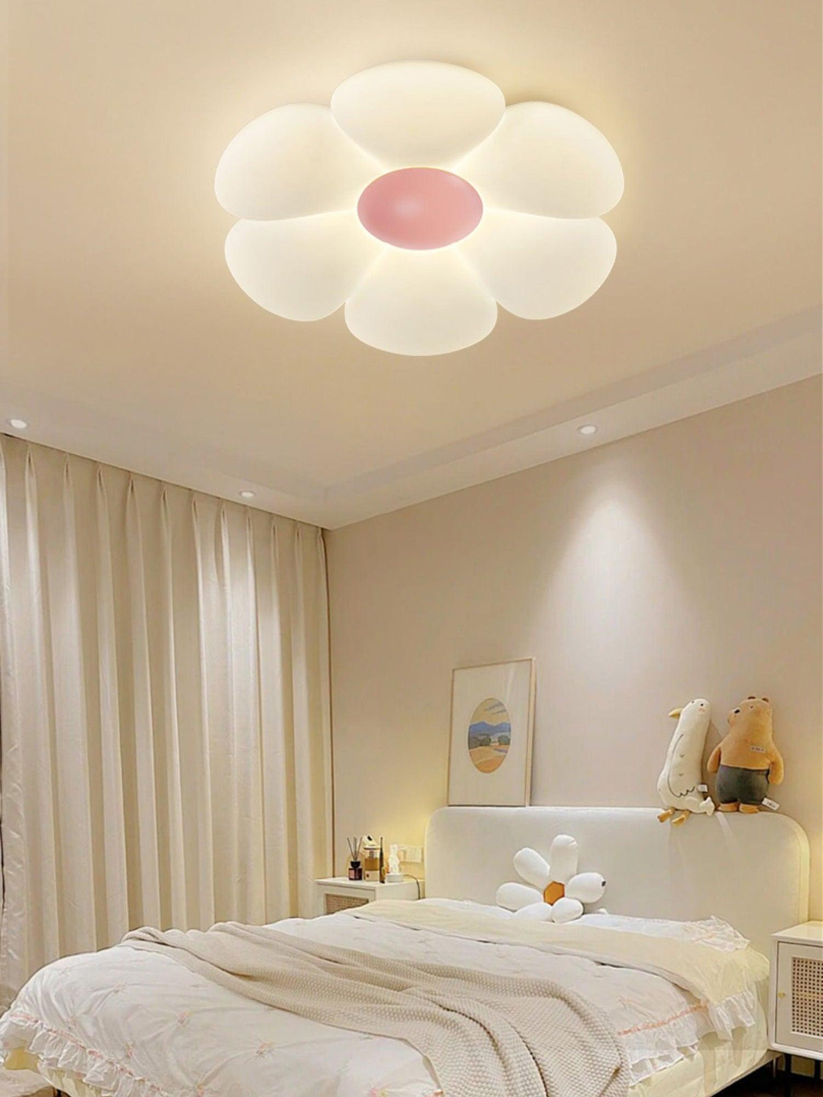 Flush Mount LED Ceiling Light 20 in Diameter Metal Acrylic Fixture for Bedrooms Dining Rooms Living Spaces Low Profile Modern Overhead Light